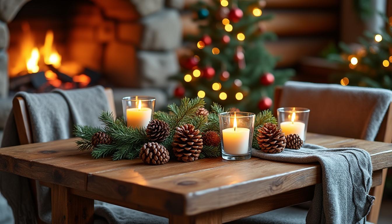 créez une atmosphère chaleureuse avec une déco de noël rustique inspirée de l'ambiance chalet : bois, matières naturelles et touches authentiques pour des fêtes inoubliables.