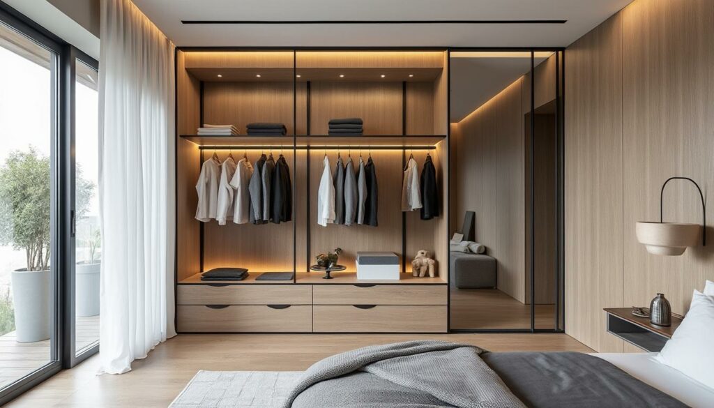Dressing Simple Integré Chambre stylée : réussir l'intégration d'un dressing