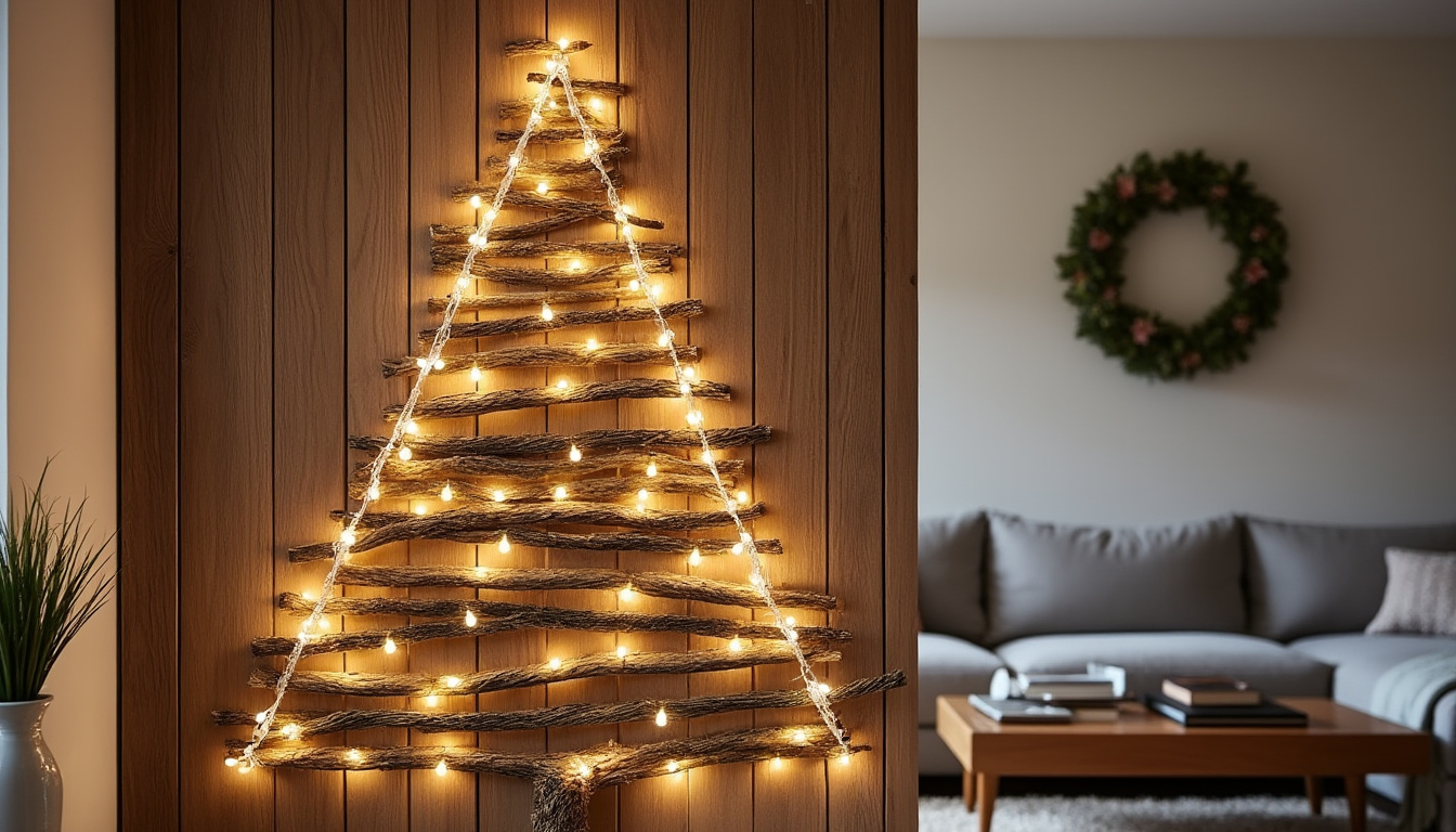 optez pour un sapin de noël mural, une alternative déco originale et gain de place pour un intérieur festif et tendance. idéal pour petits espaces et ambiance chaleureuse !