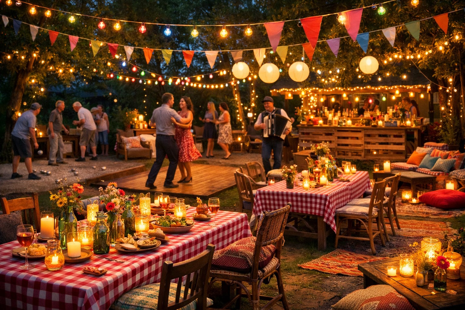 Créer une ambiance guinguette pour un anniversaire extérieur