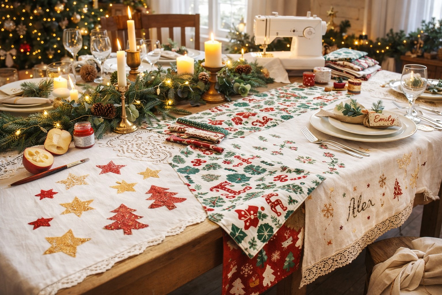 Idées pour faire une nappe de Noël personnalisée