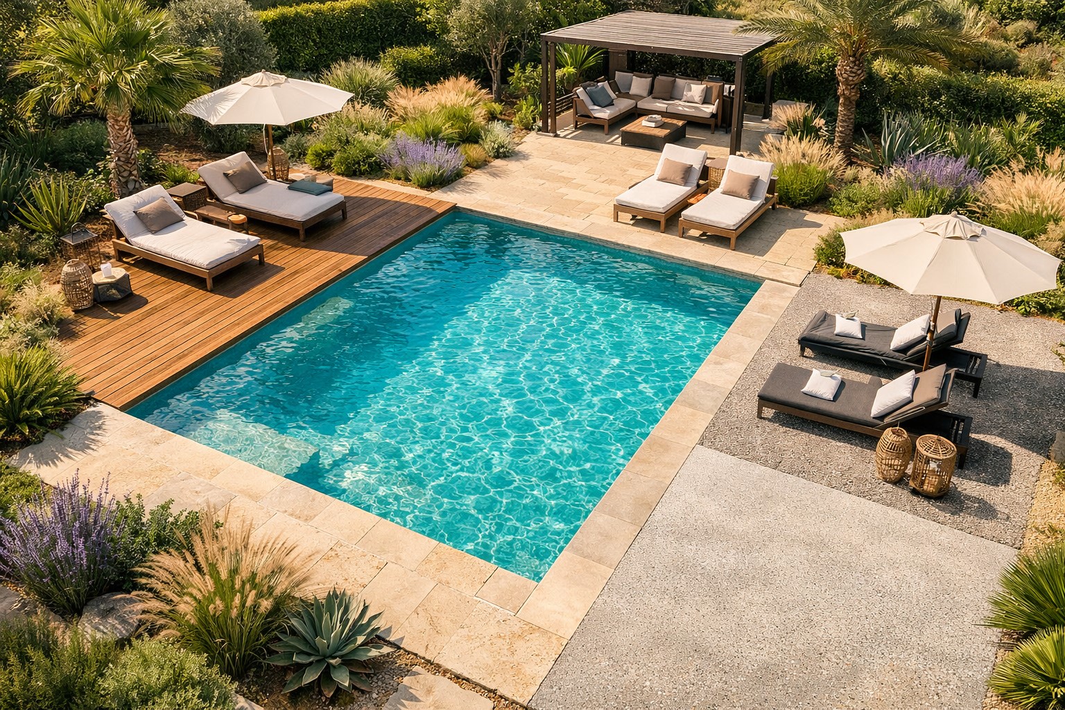 Faut-il opter pour une plage de piscine en bois, en pierre ou en béton