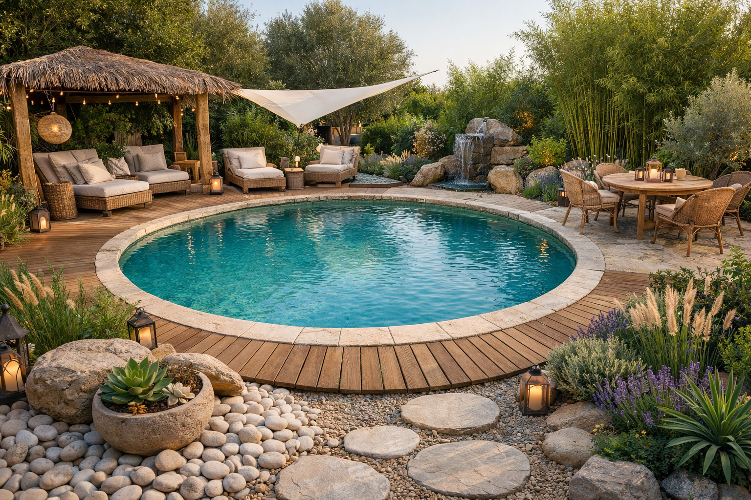 amenagement deocration piscine ronde